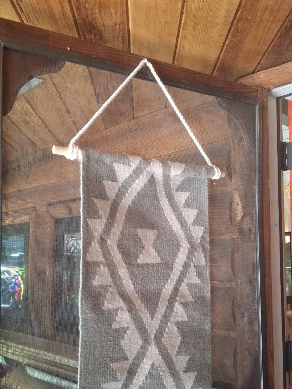 Handwoven Geometric Runner - Neutral Light Green & Cream Home Accent